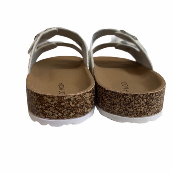 Top Moda White Glitter Buckle Slides size 8.5 - Picture 7 of 8